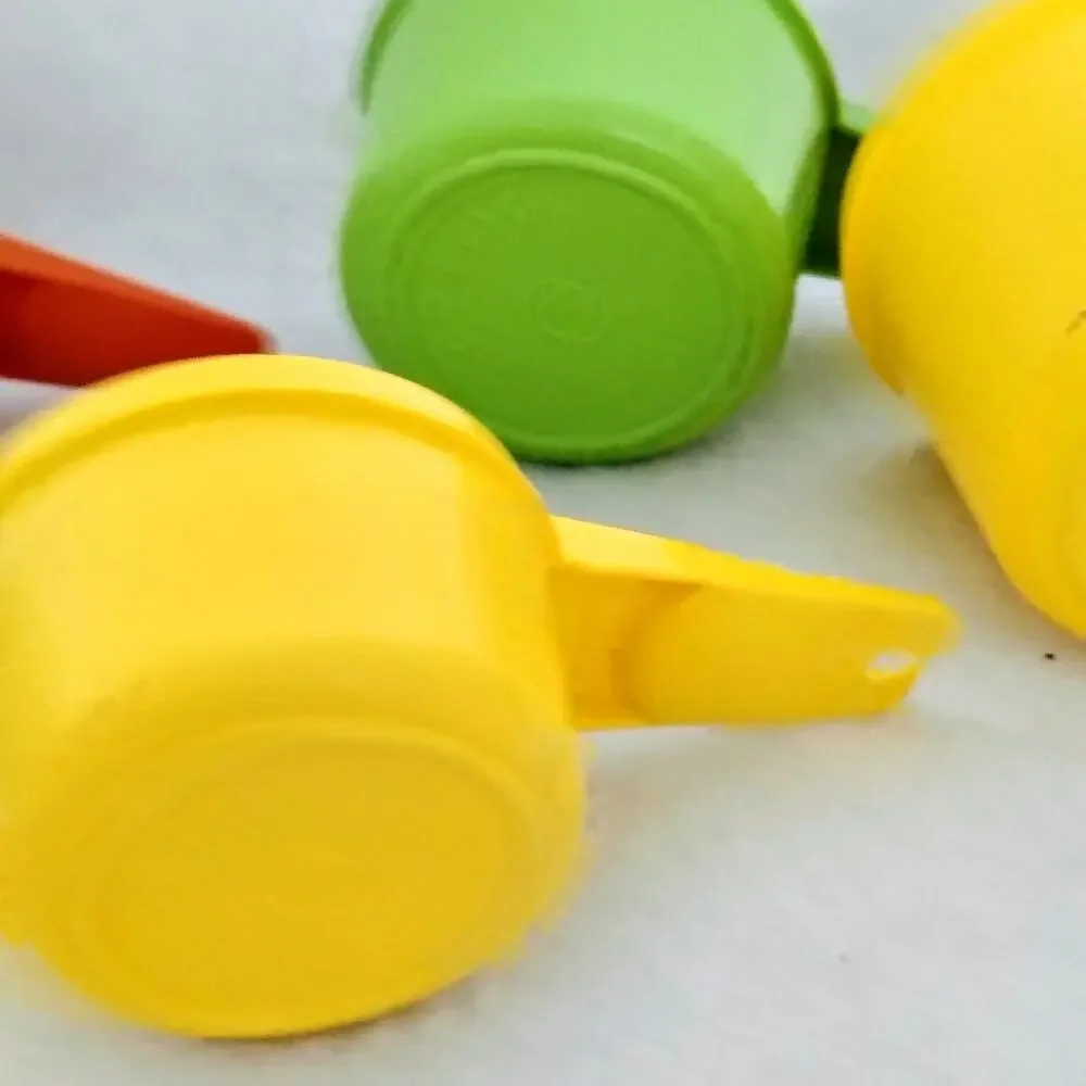 Vintage Tupperware Measuring Cups Set 1/3, 1/2 ,3/4, 1 Cup Yellow Green Orange